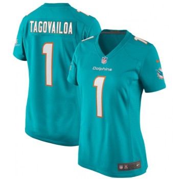 Women's Miami Dolphins #1 Tua Tagovailoa Aqua Vapor Untouchable Stitched Jersey(Run Small) Women's Miami Dolphins #1 Tua Tagovailoa Aqua Vapor Untouchable Stitched Jersey(Run Small)