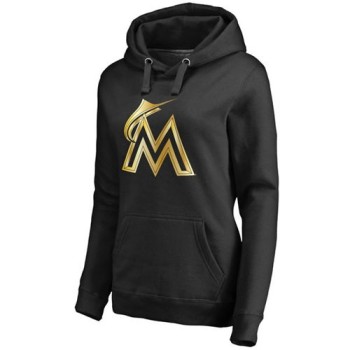 Women's Miami Marlins Gold Collection Pullover Hoodie Black Women's Miami Marlins Gold Collection Pullover Hoodie Black