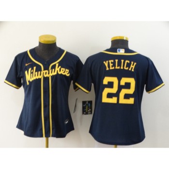 Women's Milwaukee Brewers #22 Christian Yelich Black Cool Base Stitched MLB Jersey(Run Small) Women's Milwaukee Brewers #22 Christian Yelich Black Cool Base Stitched MLB Jersey(Run Small)