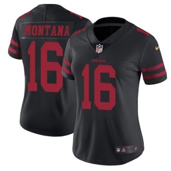 Women's NFL San Francisco 49ers #16 Joe Montana Black Vapor Untouchable Limited Stitched Jersey Women's NFL San Francisco 49ers #16 Joe Montana Black Vapor Untouchable Limited Stitched Jersey