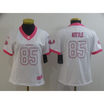 Women's NFL San Francisco 49ers #85 George Kittle White/Pink Vapor Untouchable Limited Stitched Jersey Women's NFL San Francisco 49ers #85 George Kittle White/Pink Vapor Untouchable Limited Stitched Jersey