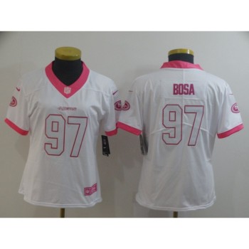 Women's NFL San Francisco 49ers #97 Nick Bosa White/Pink Vapor Untouchable Limited Stitched Jersey(Run Small) Women's NFL San Francisco 49ers #97 Nick Bosa White/Pink Vapor Untouchable Limited Stitched Jersey(Run Small)