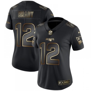 Women's New England Patriots #12 Tom Brady 2019 Black Gold Edition Stitched NFL Jersey(Run Small) Women's New England Patriots #12 Tom Brady 2019 Black Gold Edition Stitched NFL Jersey(Run Small)