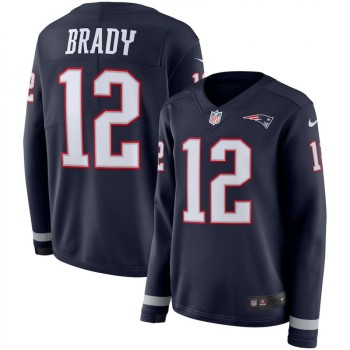 Women's New England Patriots #12 Tom Brady Navy Therma Long Sleeve Stitched NFL Jersey Women's New England Patriots #12 Tom Brady Navy Therma Long Sleeve Stitched NFL Jersey