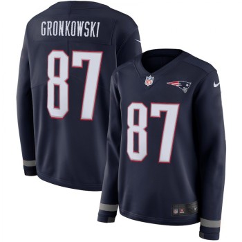 Women's New England Patriots #87 Rob Gronkowski Navy Therma Long Sleeve Stitched NFL Jersey Women's New England Patriots #87 Rob Gronkowski Navy Therma Long Sleeve Stitched NFL Jersey