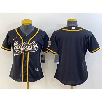 Women's New Orleans Saints Blank Black With Patch Cool Base Stitched Baseball Jersey(Run Small) Women's New Orleans Saints Blank Black With Patch Cool Base Stitched Baseball Jersey(Run Small)