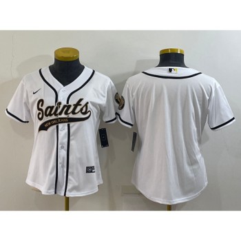 Women's New Orleans Saints Blank White With Patch Cool Base Stitched Baseball Jersey(Run Small) Women's New Orleans Saints Blank White With Patch Cool Base Stitched Baseball Jersey(Run Small)
