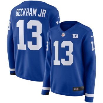Women's New York Giants #13 Odell Beckham Jr. Royal Therma Long Sleeve Stitched NFL Jersey Women's New York Giants #13 Odell Beckham Jr. Royal Therma Long Sleeve Stitched NFL Jersey