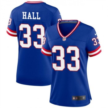 Women's New York Giants #33 Hassan Hall Blue Throwback Stitched Jersey(Run Small) Women's New York Giants #33 Hassan Hall Blue Throwback Stitched Jersey(Run Small)