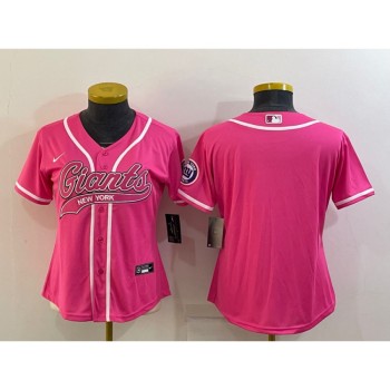 Women's New York Giants Blank Pink With Patch Cool Base Stitched Baseball Jersey(Run Small) Women's New York Giants Blank Pink With Patch Cool Base Stitched Baseball Jersey(Run Small)