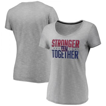 Women's New York Giants Gray Stronger Together Space Dye V-Neck T-Shirt(Run Small) Women's New York Giants Gray Stronger Together Space Dye V-Neck T-Shirt(Run Small)