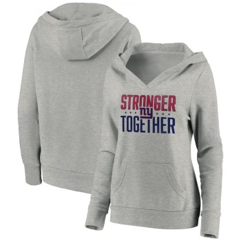 Women's New York Giants Heather Gray Stronger Together Crossover Neck Pullover Hoodie(Run Small) Women's New York Giants Heather Gray Stronger Together Crossover Neck Pullover Hoodie(Run Small)