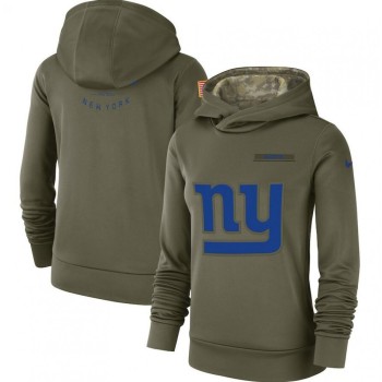 Women's New York Giants Olive Salute to Service Team Logo Performance Pullover NFL Hoodie Women's New York Giants Olive Salute to Service Team Logo Performance Pullover NFL Hoodie