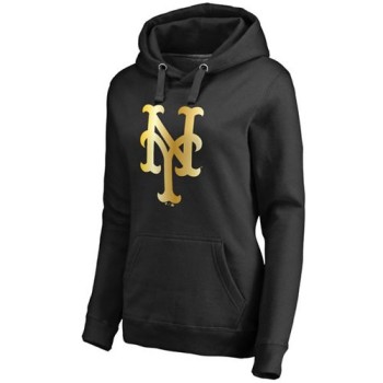 Women's New York Mets Gold Collection Pullover Hoodie Black Women's New York Mets Gold Collection Pullover Hoodie Black