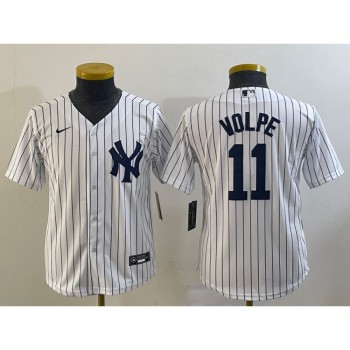 Women's New York Yankees #11 Anthony Volpe White Cool Base Stitched Jersey(Run Small) Women's New York Yankees #11 Anthony Volpe White Cool Base Stitched Jersey(Run Small)