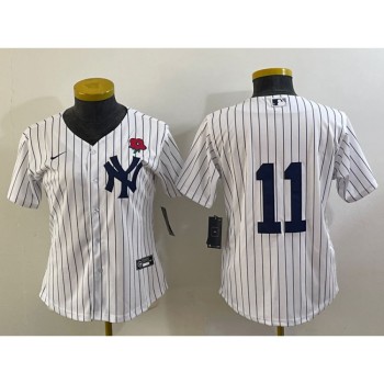 Women's New York Yankees #11 Anthony Volpe White Cool Base Stitched Jersey(Run Small) Women's New York Yankees #11 Anthony Volpe White Cool Base Stitched Jersey(Run Small)