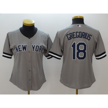 Women's New York Yankees #18 Didi Gregorius Gray Cool Base Stitched MLB Jersey Women's New York Yankees #18 Didi Gregorius Gray Cool Base Stitched MLB Jersey