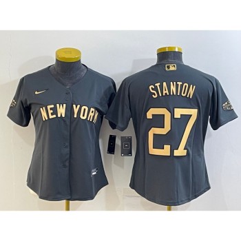 Women's New York Yankees #27 Giancarlo Stanton 2022 All-Star Charcoal Stitched Baseball Jersey(Run Small)