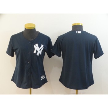 Women's New York Yankees Navy Blank Cool Base Stitched MLB Jersey(Run Small)