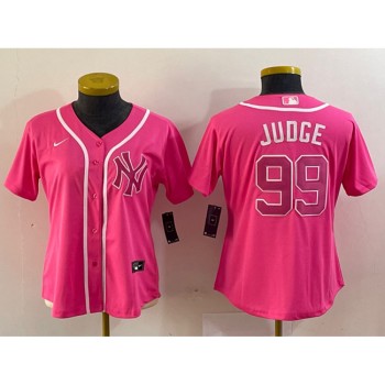 Women's New York Yankees #99 Aaron Judge Pink Stitched Jersey(Run Small) Women's New York Yankees #99 Aaron Judge Pink Stitched Jersey(Run Small)