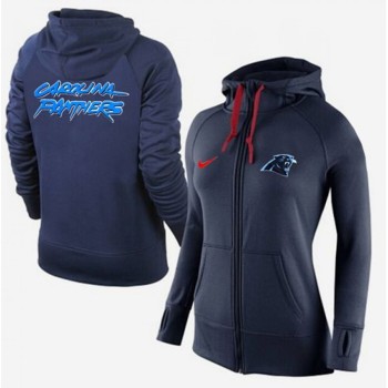 Women's Carolina Panthers Full-Zip Performance Hoodie Dark Blue Women's Carolina Panthers Full-Zip Performance Hoodie Dark Blue
