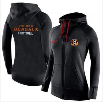 Women's Cincinnati Bengals Full-Zip Performance Hoodie Black Women's Cincinnati Bengals Full-Zip Performance Hoodie Black