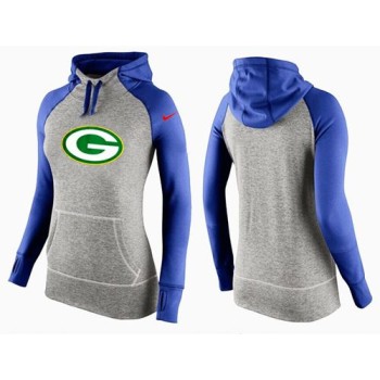 Women's Green Bay Packers Performance Hoodie Grey & Blue Women's Green Bay Packers Performance Hoodie Grey & Blue