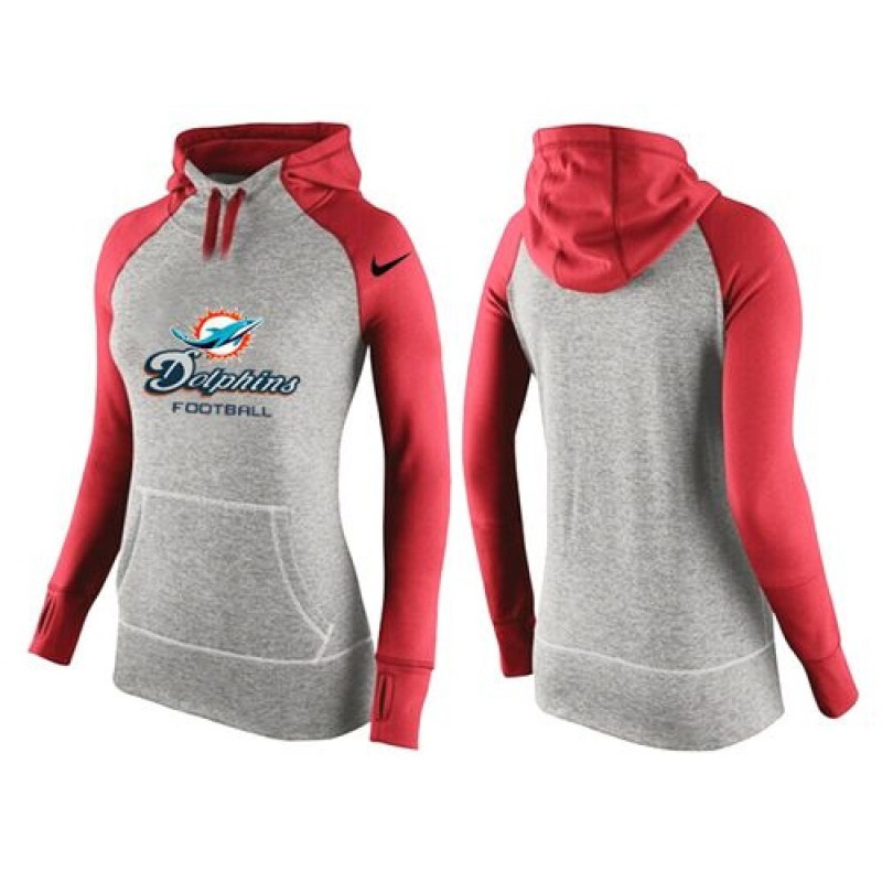 Women's Nike Miami Dolphins Performance Hoodie Grey & Red Women's Nike Miami Dolphins Performance Hoodie Grey & Red