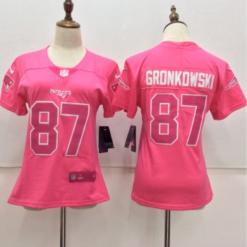 Women's New England Patriots #87 Rob Gronkowski Pink Limited Rush Fashion Stitched NFL Jersey Women's New England Patriots #87 Rob Gronkowski Pink Limited Rush Fashion Stitched NFL Jersey