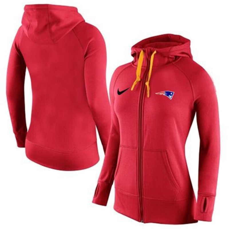 Women's Nike New England Patriots Full-Zip Performance Hoodie Red Women's Nike New England Patriots Full-Zip Performance Hoodie Red
