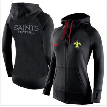 Women's New Orleans Saints Full-Zip Performance Hoodie Black Women's New Orleans Saints Full-Zip Performance Hoodie Black