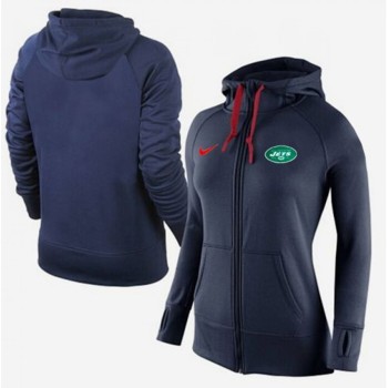 Women's New York Jets Full-Zip Performance Hoodie Dark Blue