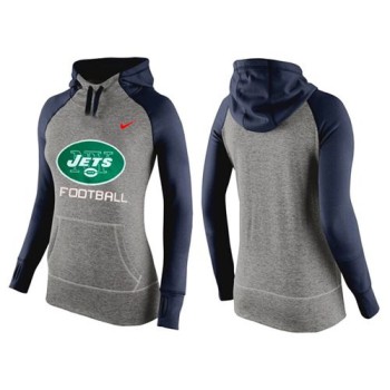 Women's New York Jets Performance Hoodie Grey & Dark Blue Women's New York Jets Performance Hoodie Grey & Dark Blue