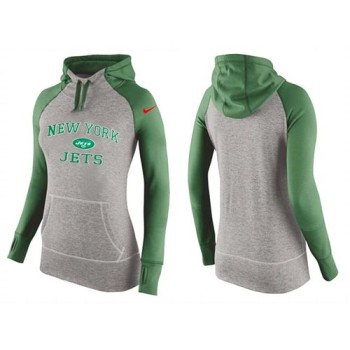 Women's New York Jets Performance Hoodie Grey & Green_1 Women's New York Jets Performance Hoodie Grey & Green_1