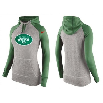 Women's New York Jets Performance Hoodie Grey & Green_2 Women's New York Jets Performance Hoodie Grey & Green_2