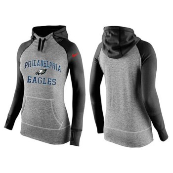 Women's Philadelphia Eagles Performance Hoodie Grey & Black_2 Women's Philadelphia Eagles Performance Hoodie Grey & Black_2