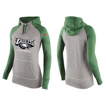 Women's Philadelphia Eagles Performance Hoodie Grey & Green_1 Women's Philadelphia Eagles Performance Hoodie Grey & Green_1