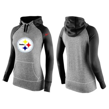 Women's Pittsburgh Steelers Performance Hoodie Grey & Black_1 Women's Pittsburgh Steelers Performance Hoodie Grey & Black_1