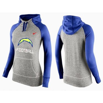 Women's San Diego Chargers Performance Hoodie Grey & Blue_1 Women's San Diego Chargers Performance Hoodie Grey & Blue_1