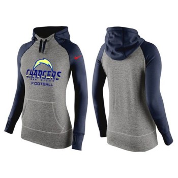 Women's San Diego Chargers Performance Hoodie Grey & Dark Blue Women's San Diego Chargers Performance Hoodie Grey & Dark Blue