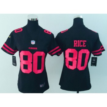 Women's San Francisco 49ers #80 Jerry Rice Black Vapor Untouchable Limited Stitched NFL Jersey Women's San Francisco 49ers #80 Jerry Rice Black Vapor Untouchable Limited Stitched NFL Jersey