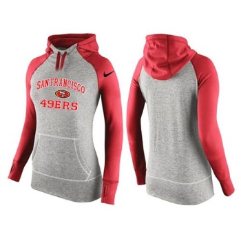 Women's San Francisco 49ers Performance Hoodie Grey & Red_2 Women's San Francisco 49ers Performance Hoodie Grey & Red_2