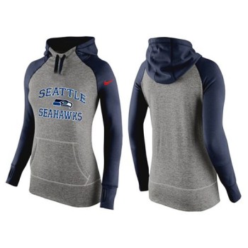 Women's Seattle Seahawks Performance Hoodie Grey & Dark Blue_2 Women's Seattle Seahawks Performance Hoodie Grey & Dark Blue_2
