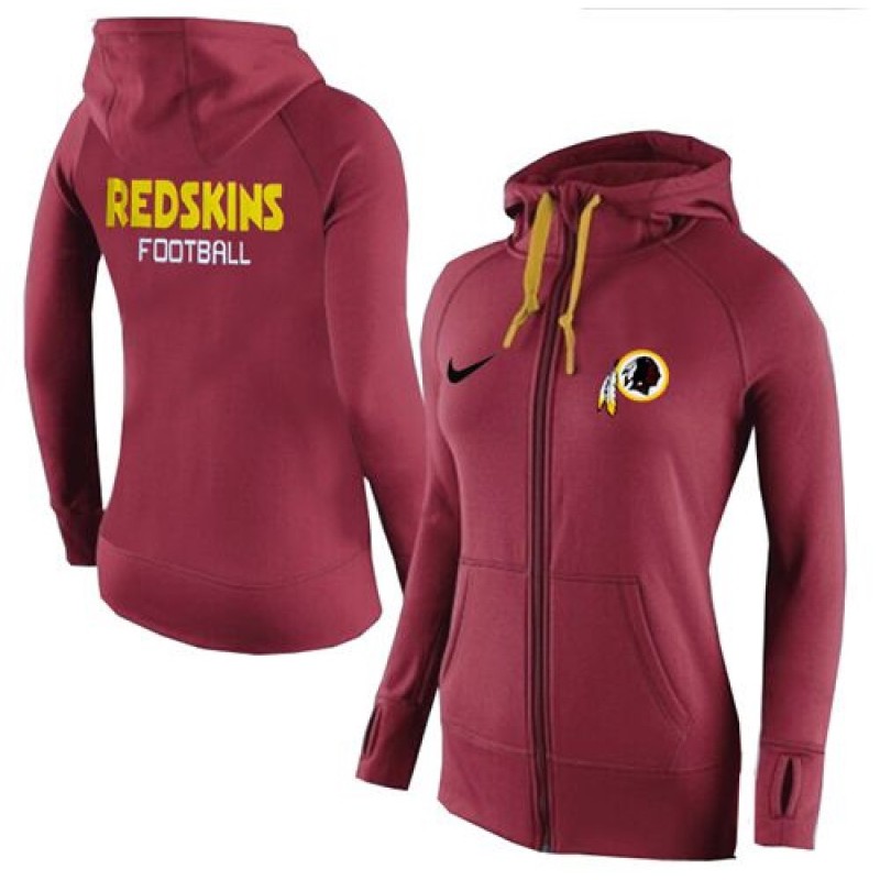 Women's Nike Washington Redskins Full-Zip Performance Hoodie Red_1 Women's Nike Washington Redskins Full-Zip Performance Hoodie Red_1