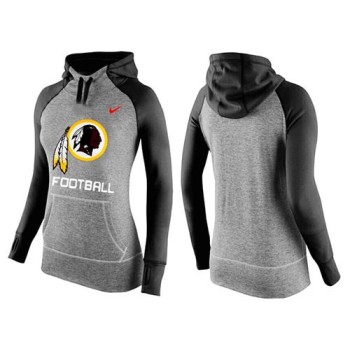 Women's Washington Redskins Performance Hoodie Grey & Black_1 Women's Washington Redskins Performance Hoodie Grey & Black_1