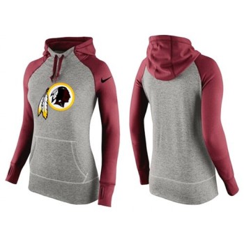 Women's Washington Redskins Performance Hoodie Grey & Red_2 Women's Washington Redskins Performance Hoodie Grey & Red_2