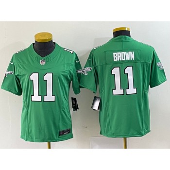 Women's Philadelphia Eagles #11 A. J. Brown Green 2023 F.U.S.E. Stitched Football Jersey(Run Small) Women's Philadelphia Eagles #11 A. J. Brown Green 2023 F.U.S.E. Stitched Football Jersey(Run Small)