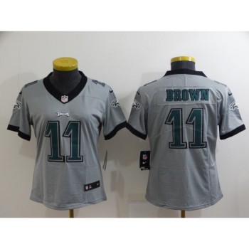 Women's Philadelphia Eagles #11 A. J. Brown Grey Vapor Untouchable Limited Stitched Football Jersey(Run Small) Women's Philadelphia Eagles #11 A. J. Brown Grey Vapor Untouchable Limited Stitched Football Jersey(Run Small)