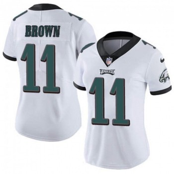 Women's Philadelphia Eagles #11 A. J. Brown White Vapor Stitched Football Jersey(Run Small) Women's Philadelphia Eagles #11 A. J. Brown White Vapor Stitched Football Jersey(Run Small)