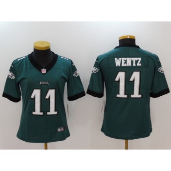 Women's Philadelphia Eagles #11 Carson Wentz Green Vapor Untouchable Player Limited Jersey Women's Philadelphia Eagles #11 Carson Wentz Green Vapor Untouchable Player Limited Jersey